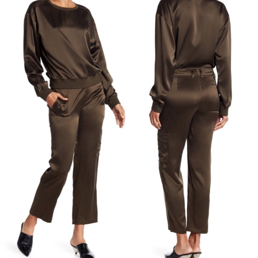 NWT Theory Thorelle Green Silk Pants